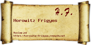 Horowitz Frigyes névjegykártya